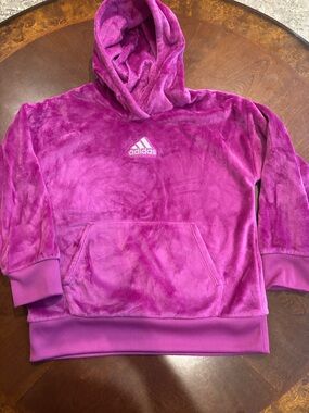adidas Kids Plush Hoodie in Bright Magenta Pink